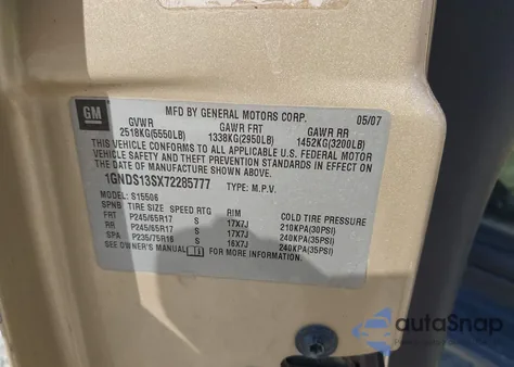 2007 Chevrolet Trailblazer Ls z USA, uszkodzony, nr VIN 1GNDS13SX72285777